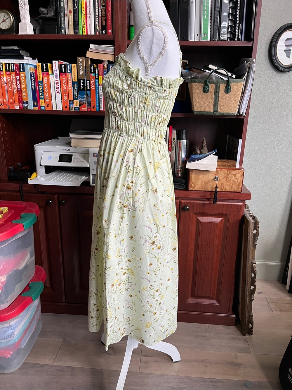 H&M Light Green Floral Strapless Sundress - Picture 5 of 11